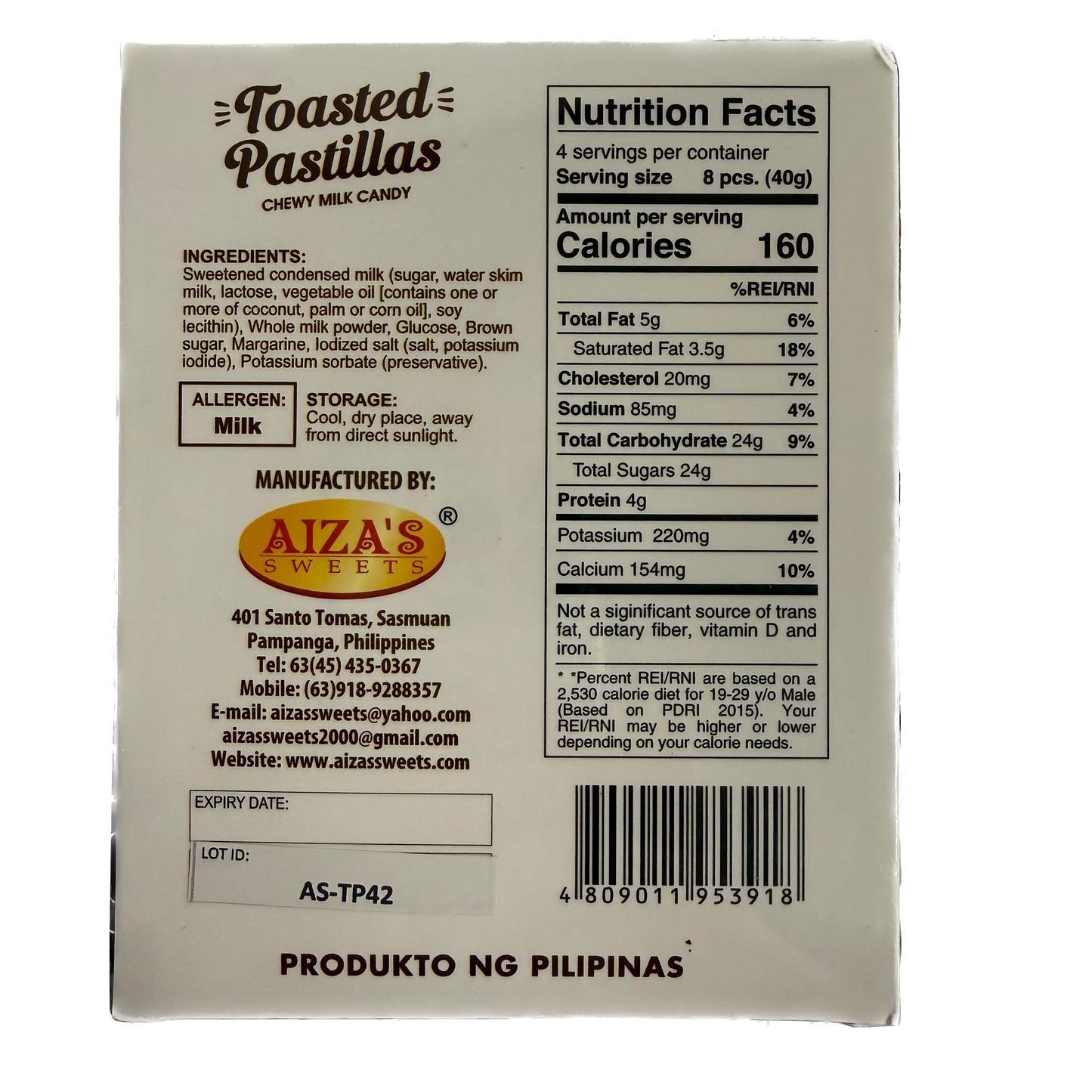Aiza's Toasted Pastillas 150g